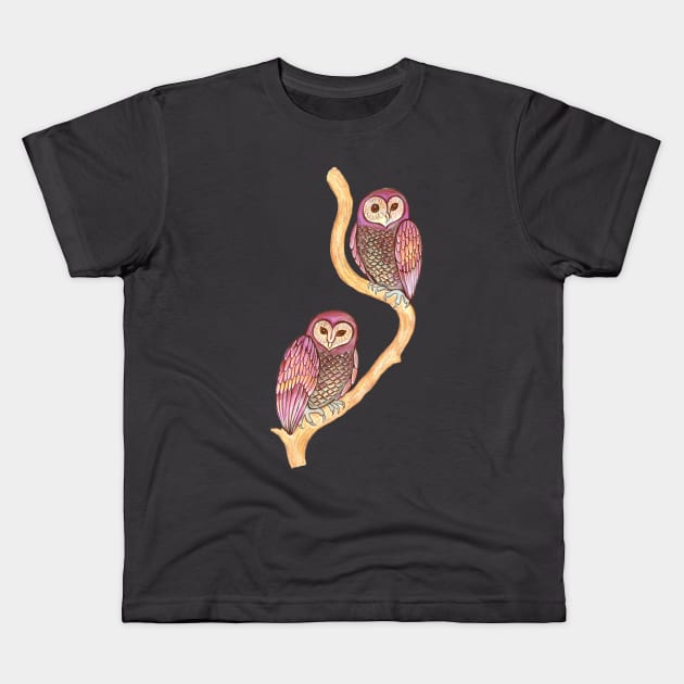 Two owls Kids T-Shirt by annalloyd